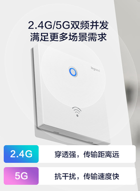罗格朗千兆ap面板5G双频无线wifi面板全屋覆盖86型墙壁式poe路由