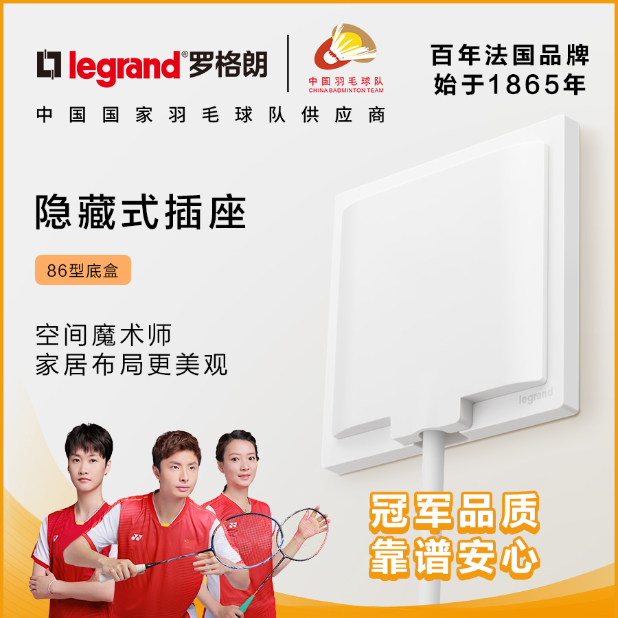 罗格朗隐藏式插座嵌入式墙体10A冰箱空调二三插隐形五孔安装86型 电子/电工 内嵌式隐形插座 原图主图