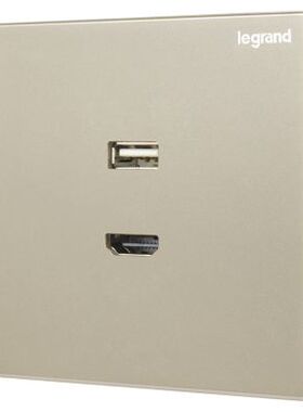 罗格朗HDMI多媒体双插口面板逸景暗装高清视频音频插1.3模块仕典