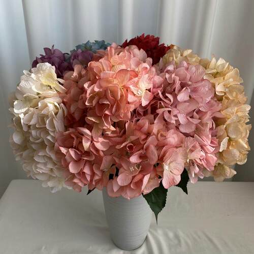 5叉梅媚涂层绣球 室内装饰假花婚礼堂桌花路引花 涂层布绣球花