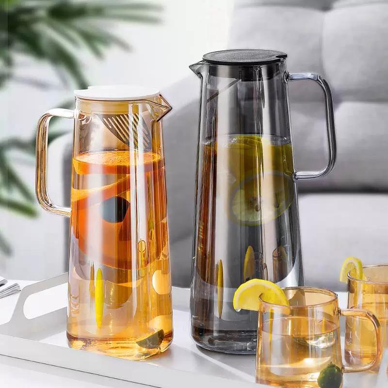 冷水壶家用玻璃水瓶耐热高温夏季冰箱凉白开水杯套装大容量泡茶壶