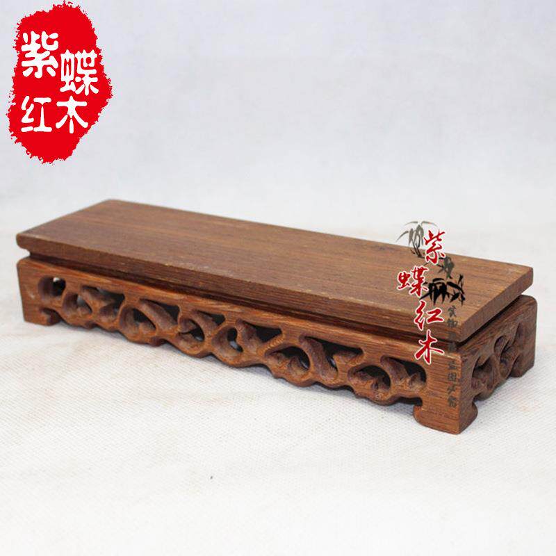 红木工艺品鸡翅木长方形奇石水晶底座摆件木质工艺品木制