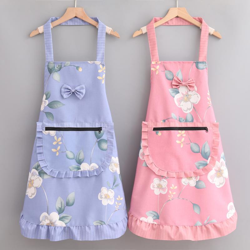 国风花边棉布吊带围裙女家用厨房园艺工作服干活防油污耐脏磨花店