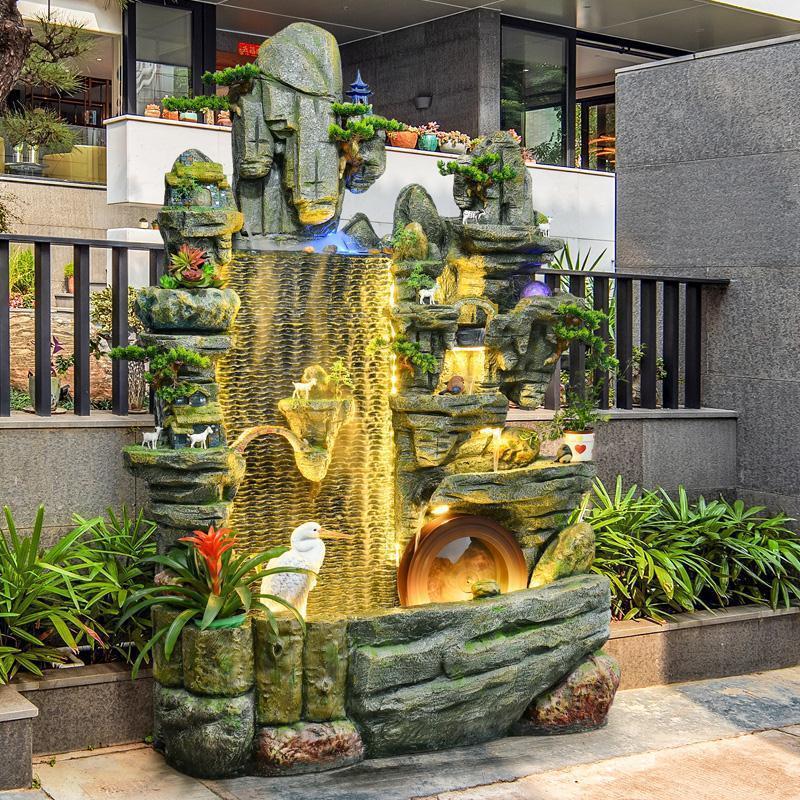 大型假山流水喷泉室内鱼缸风水轮摆件落地花园户外鱼池造景软装饰
