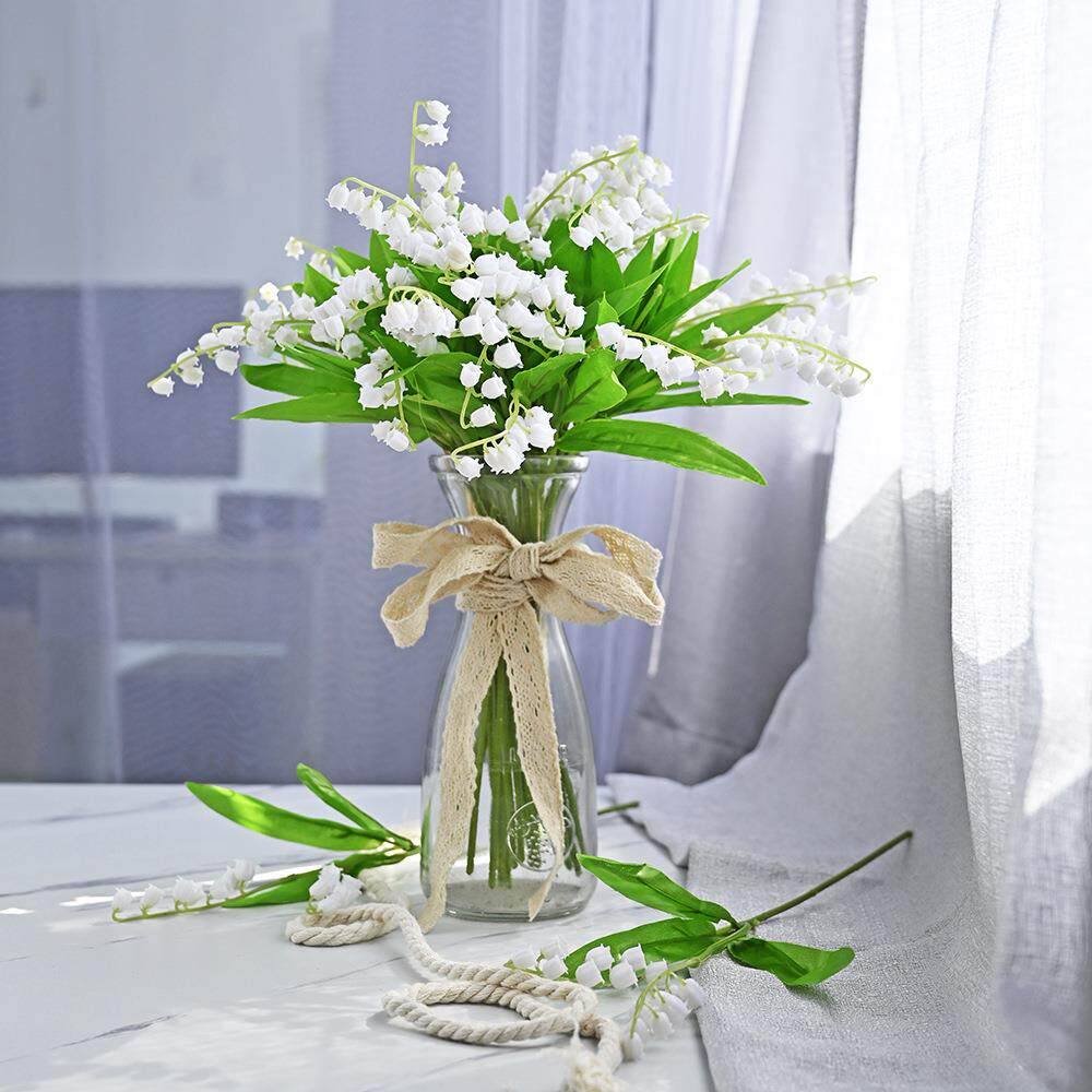 仿真手札6叉风铃草 铃兰花假花塑料花家居软装植物墙婚庆摄影道具