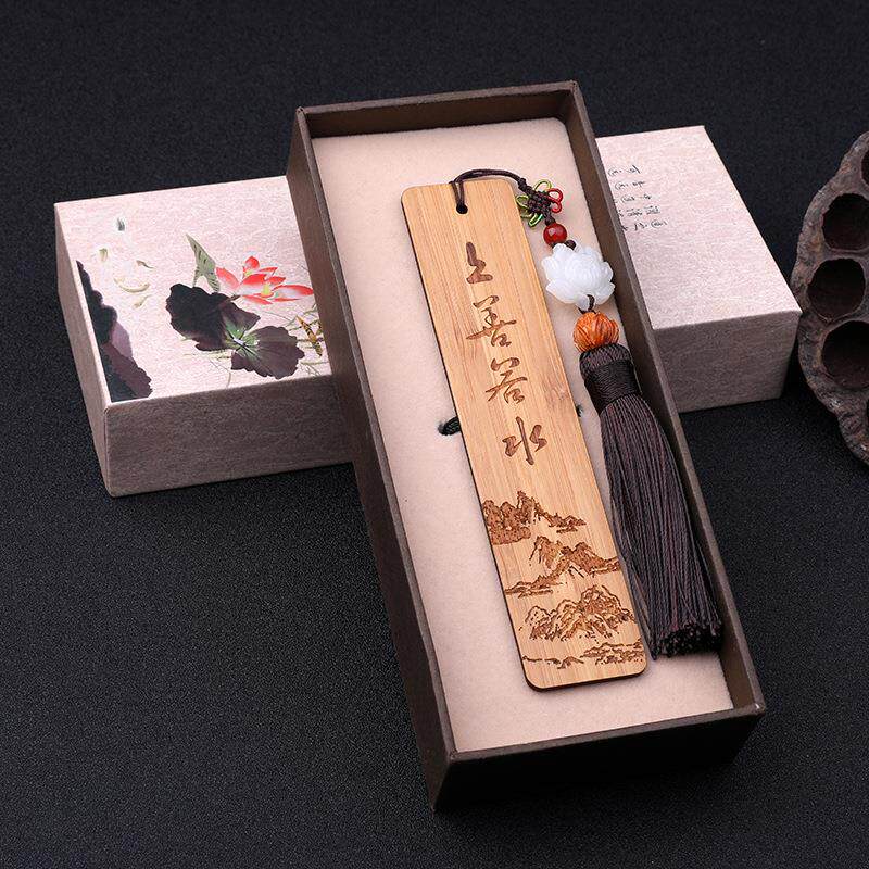 创意竹木单品书签精美盒子包装福利促销小礼品富贵平安书签