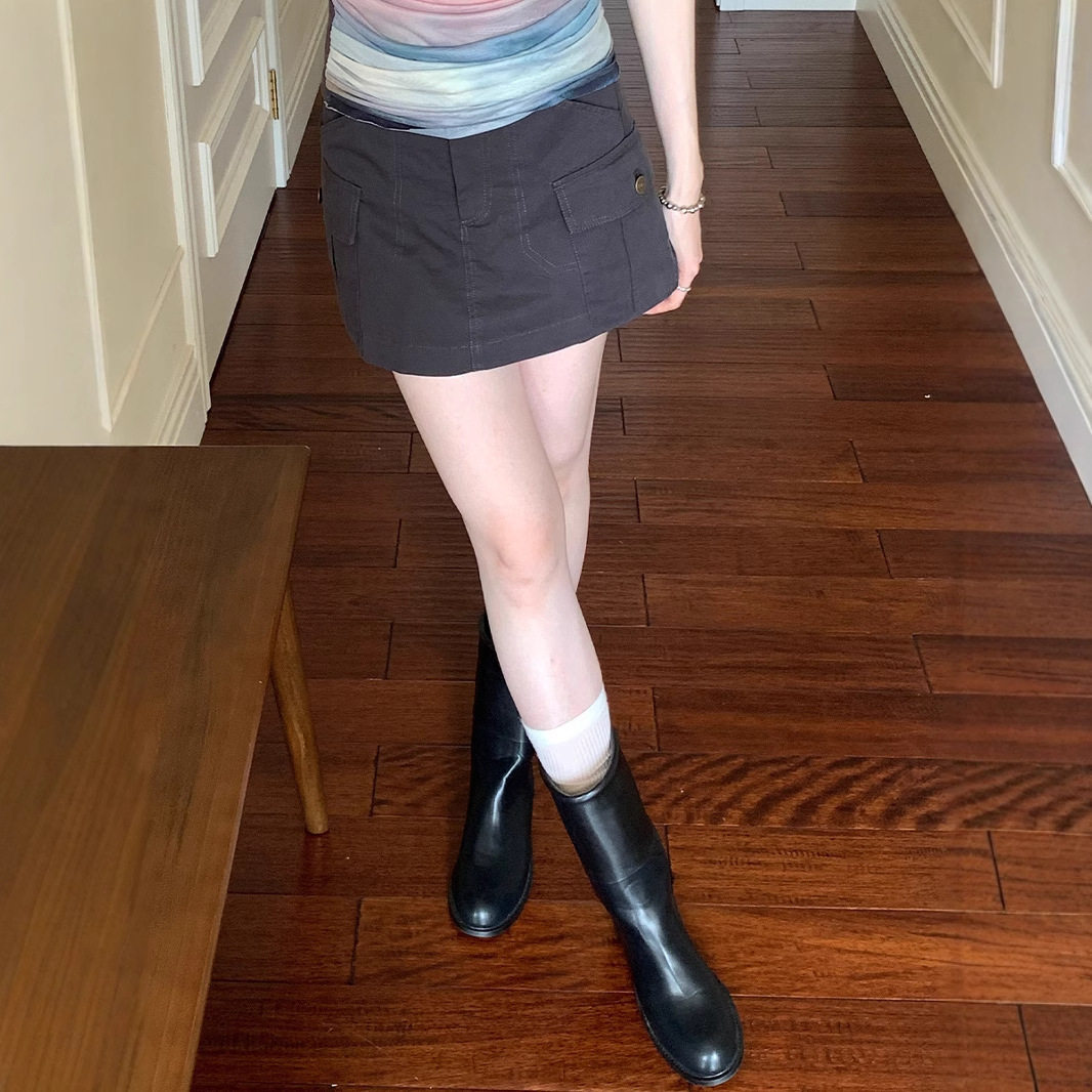 韩系设计感工装风a字短裙女夏季2026新款高腰显瘦百搭短款半身裙