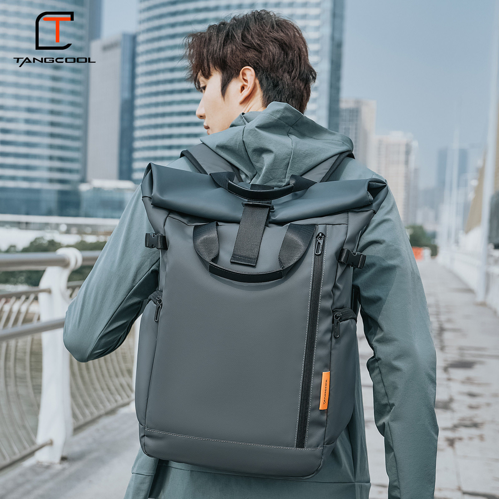 TANGCOOL新款男士双肩包时尚潮流电脑背包男休闲学生书包backpack