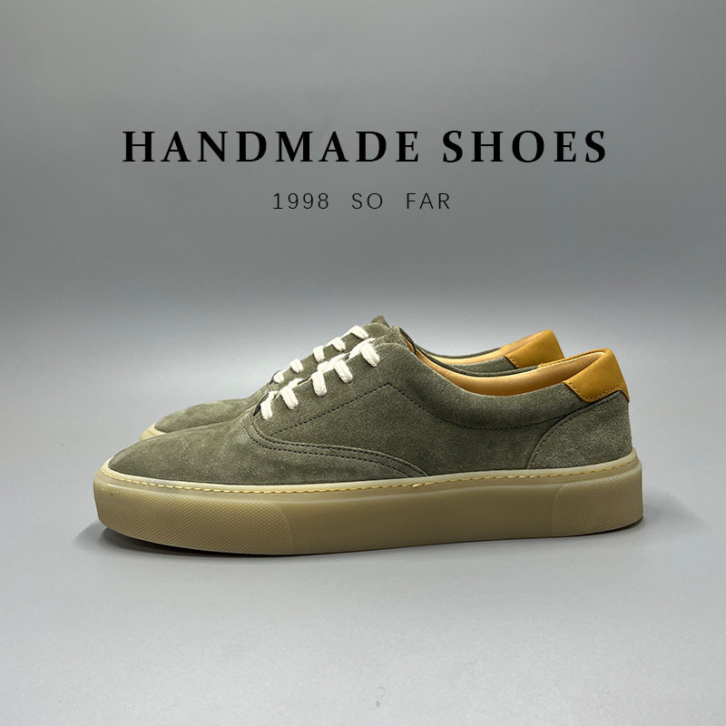 麻花鞋带板鞋秋冬新款简约真皮头层牛皮休闲鞋百搭男鞋手工板