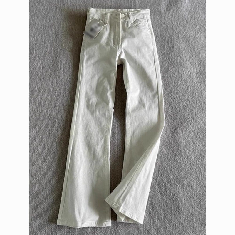 白色微喇牛仔裤男款春秋美式高街vibe裤子cleanfit弯刀直筒