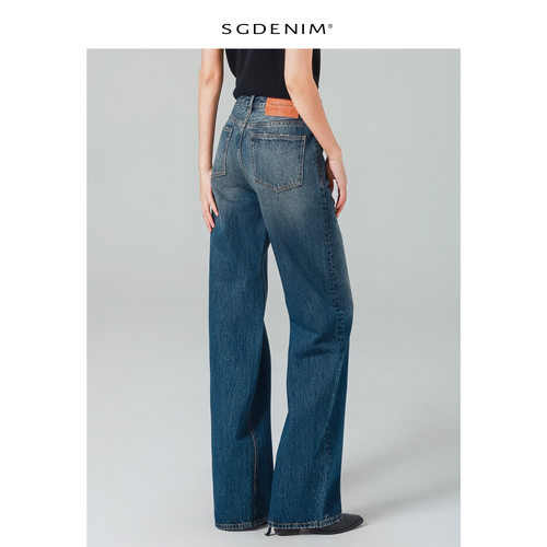 怀旧高腰阔腿牛仔裤女Jeans 复古风直筒裤25秋新款洗水显瘦宽松潮