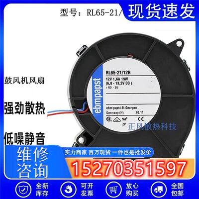 原装EBMPAPSTRL65-21/12H973312V1.6A19W大风量涡轮鼓风机风扇