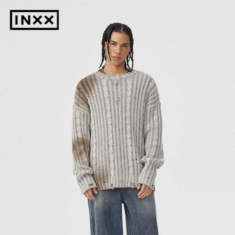 【INXX】APYD潮牌新品复古感破洞针织衫男女同款毛衣APE4060886