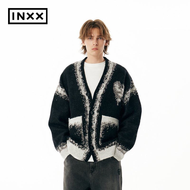 【INXX】APYD 潮牌新品爱心提花针织衫男女同款毛衣APE4061318