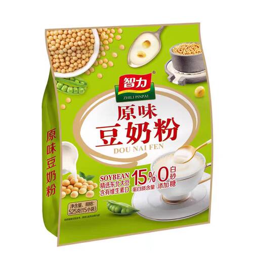 智力原味无蔗糖速溶豆奶粉525g