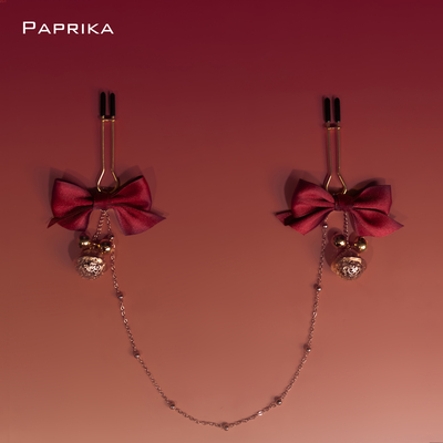 蝴蝶结铃铛真皮小夹子