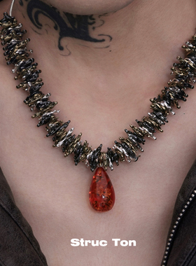 StrucTon红宝石纯银堆叠朋克项链