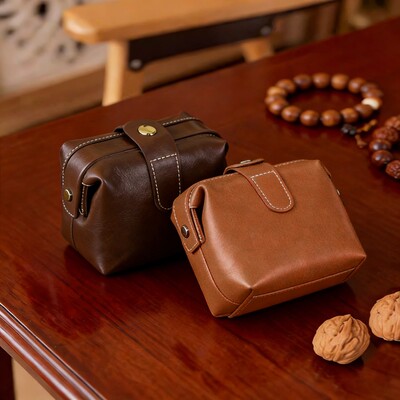 首饰袋 复古女士核桃文玩水晶手串饰品收纳包大容量便携化妆包