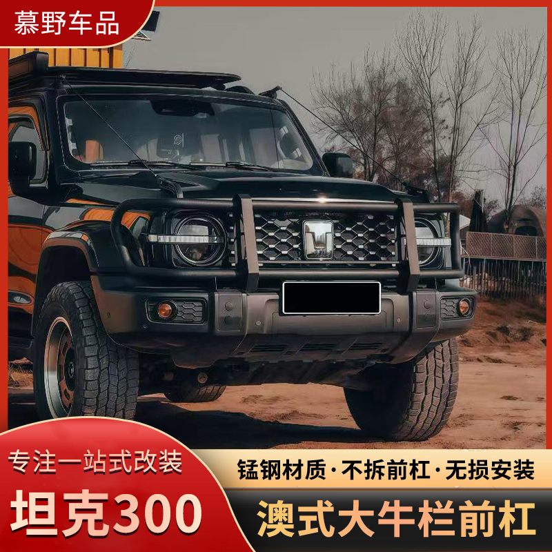坦克300简易牛栏杠改装前护杠保险杠武装牛栏杠灯架中网防护专用