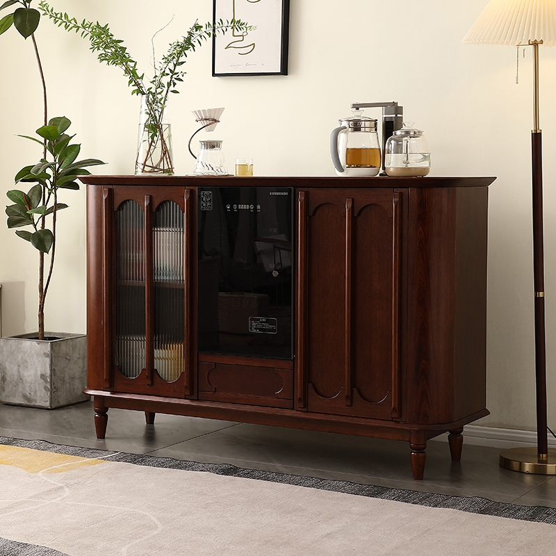 智能实木茶吧机置物柜一体餐边柜
