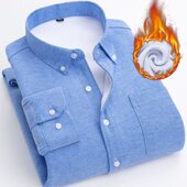 男士 保暖衬衫 加绒加厚牛津纺长袖 秋冬季 衬衣商务休闲职业装 男外套