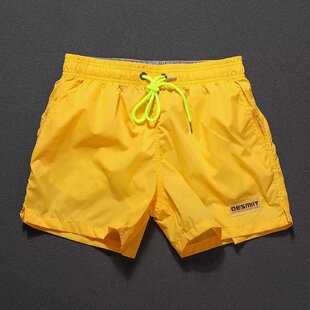 度假游泳装 男士 备国潮 速干可下水沙滩短裤 亮黄色跑步健身运动短裤