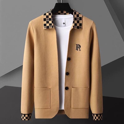 潮牌翻领春季夹克刺绣拼接外套男