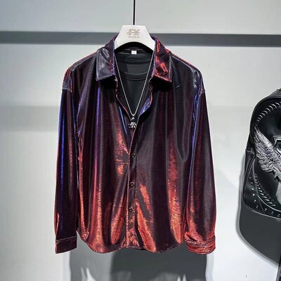 潮牌翻领长袖免烫宽松衬衫