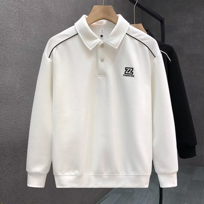 翻领+印花+宽松+潮牌+拼接+卫衣