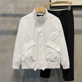修身 新款 白色工装 夹克秋季 立领社会青年高端外套上衣 口袋短款 男士