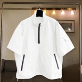 冰丝防晒衣半袖 潮流痞帅工装 体恤 t恤男女夏季 撞色拉链设计感短袖