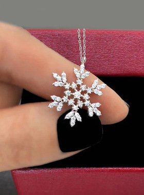 Snowflake Christmas New Year Necklace Inlaid Pendant Female