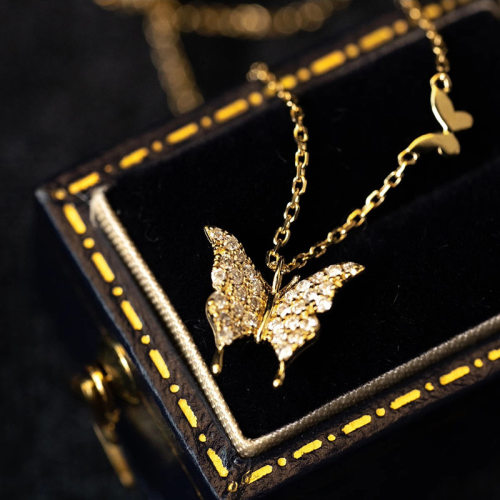 Butterfly Exquisite Necklace Inlaid Jewelry Women Sweet