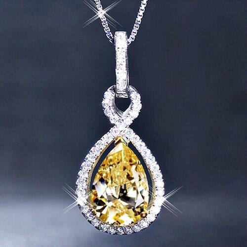 Spring Yellow Pear-shaped Water Drop Necklace Female