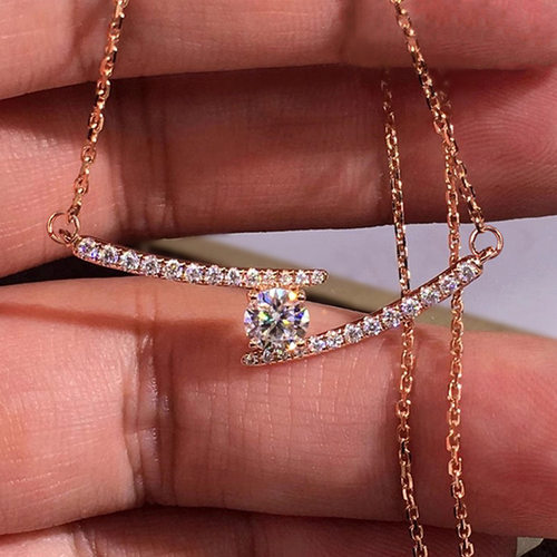 European And Korean Rose Gold Pendant Necklace Women's