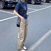 kitty夏季 裤 新款 休闲工装 洋气潮 圆领印花宽松t恤衫 日系cherry