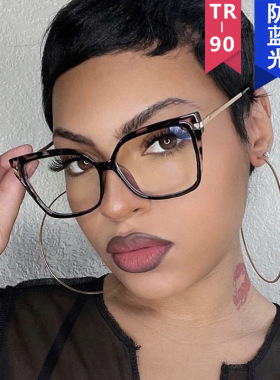 日系moleubak方形平光镜新款女士眼镜框防蓝光ins眼镜架拍照