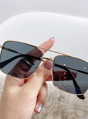 日系moleubak时尚新款方形太阳镜潮流个性双梁金属眼镜男户外