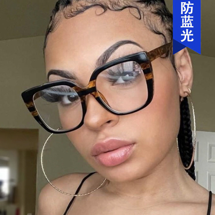 日系moleubak彩虹方形平光镜新款防蓝光欧美ins包花大框眼镜框