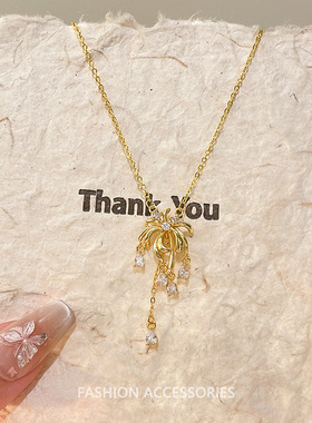 日系cherry kitty精致锆石烟花项链新款气质百搭高级感锁骨链