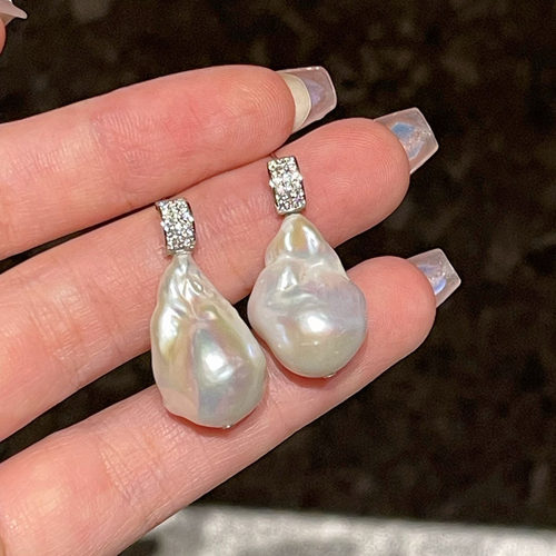 日系设计师topwhit巴洛克异形淡水珍珠耳钉女小众轻奢高级感