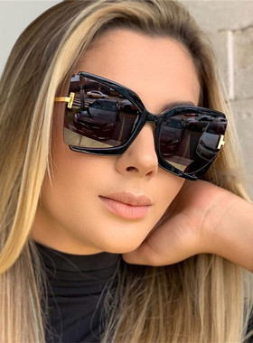 日系Moleubak新款欧美时尚大框太阳镜女金属腿质感蝴蝶猫眼墨镜