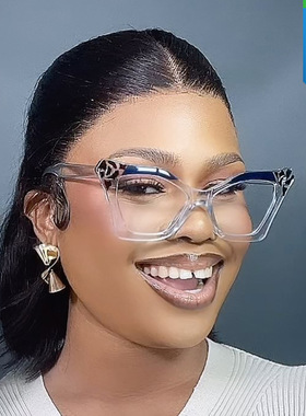 日系moleubak海外款平光镜个性点缀眼镜架欧美装饰防蓝光眼镜