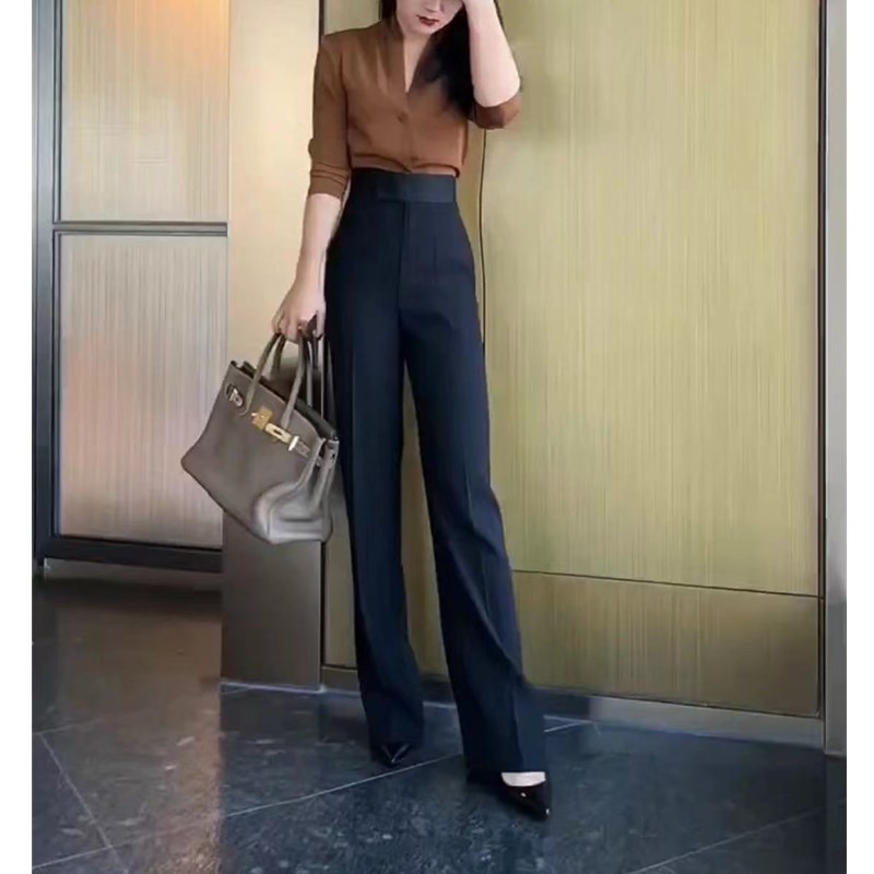 日系cherry kitty春夏新款盐系御姐港风v领上衣阔腿长裤女装潮