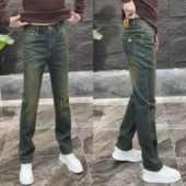 男春秋季 休闲裤 男潮流高档美拉德百搭修身 水洗黄泥色牛仔裤 小脚裤