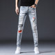 男士 显瘦修身 印花牛仔裤 2026秋季 男潮牌弹力小脚裤 潮流个性 紧身裤