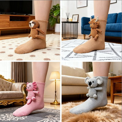 3D针织动物袜子立体卡通地板袜