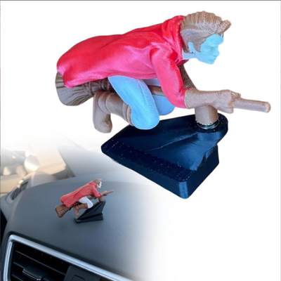 巫师飞天扫帚车内饰摆件