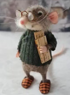 新款成品Cute Needle Felted Mouse小秋女士公仔娃娃手工毛绒玩偶