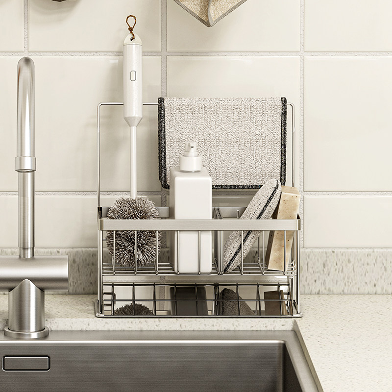 森花|304不锈钢抹布架|厨房水槽边洗碗池水池收纳沥水篮置物架子,厨房/烹饪用具,抹布架/厨房清洁收纳架,淘宝优惠券,粉丝福利购,淘宝优惠卷